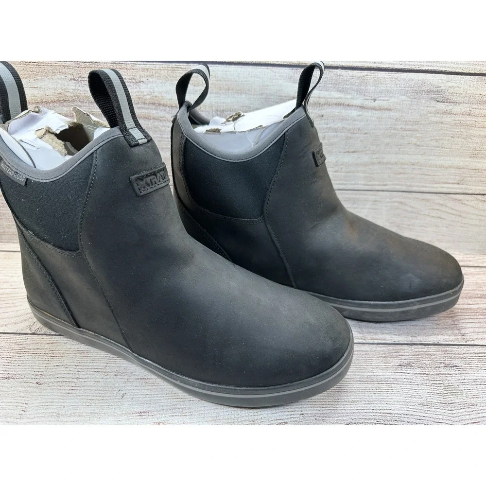 XTRATUF Men's Black Waterproof Chelsea Ankle Leather Rain Boots Size 8.5 M